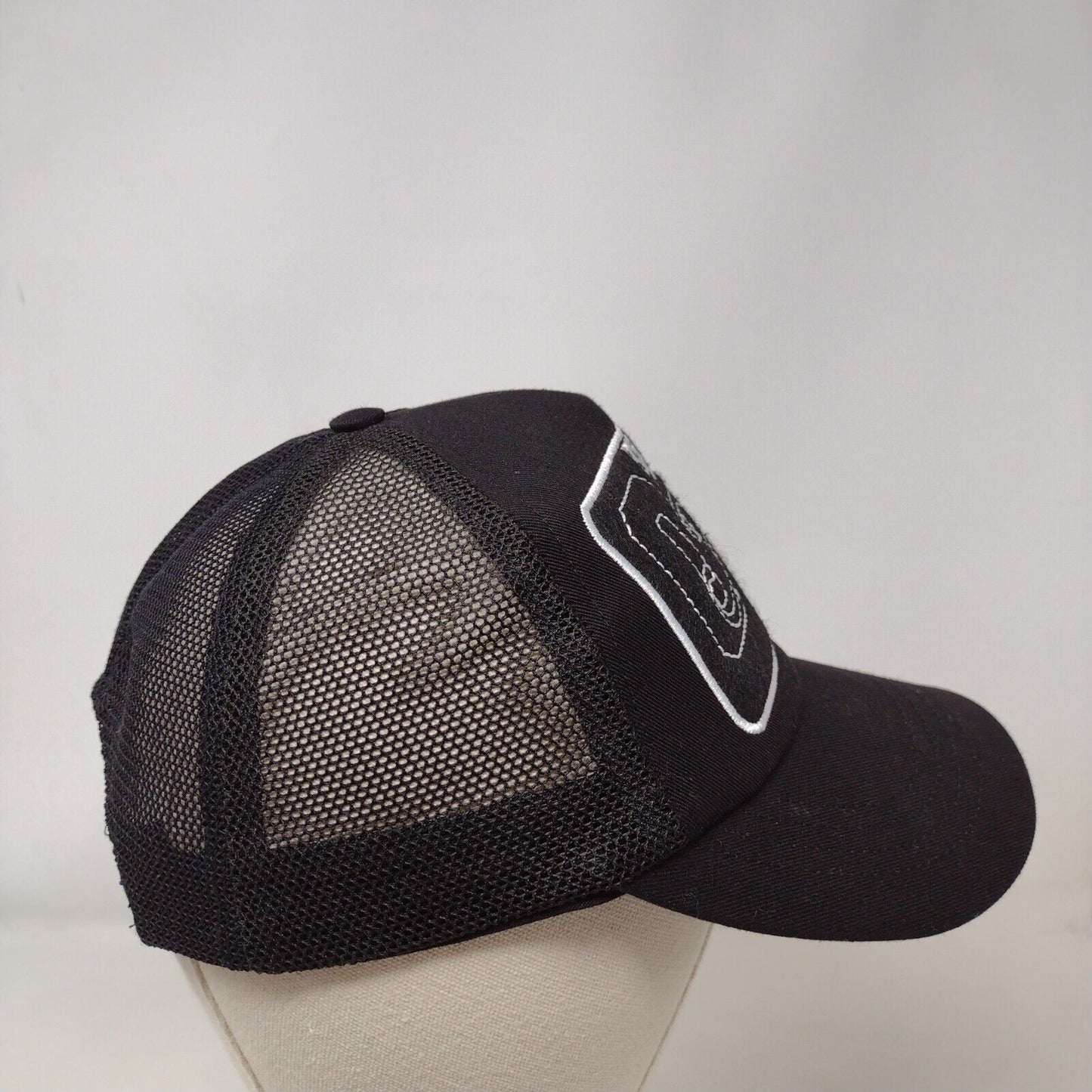 J. Boohooman Snapback Mesh Back Trucker Hat Black OS Embroidered Logo Japanese