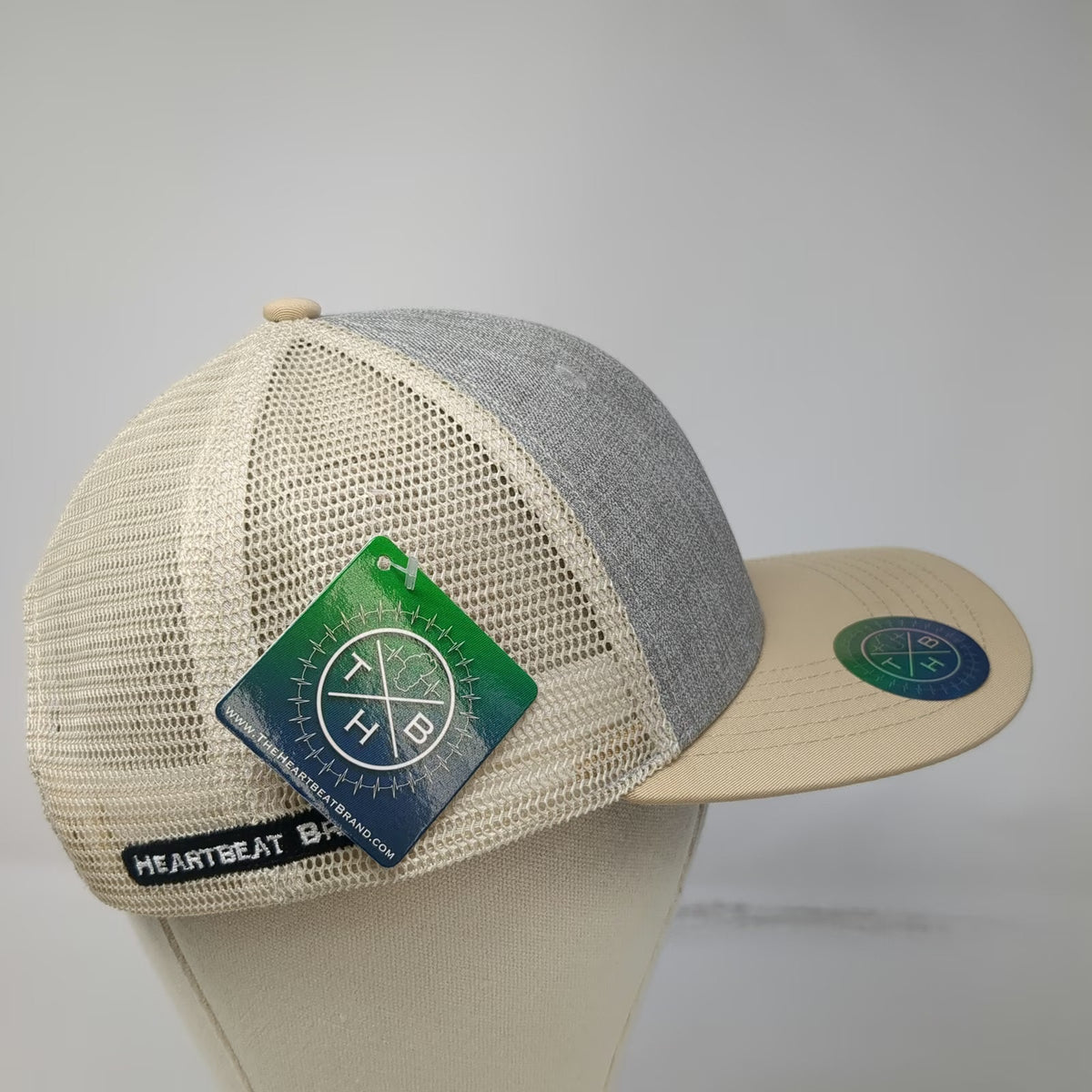 The Heartbeat Brand Trucker Hat Beige One Size Idaho State Mesh Snapback Ocean