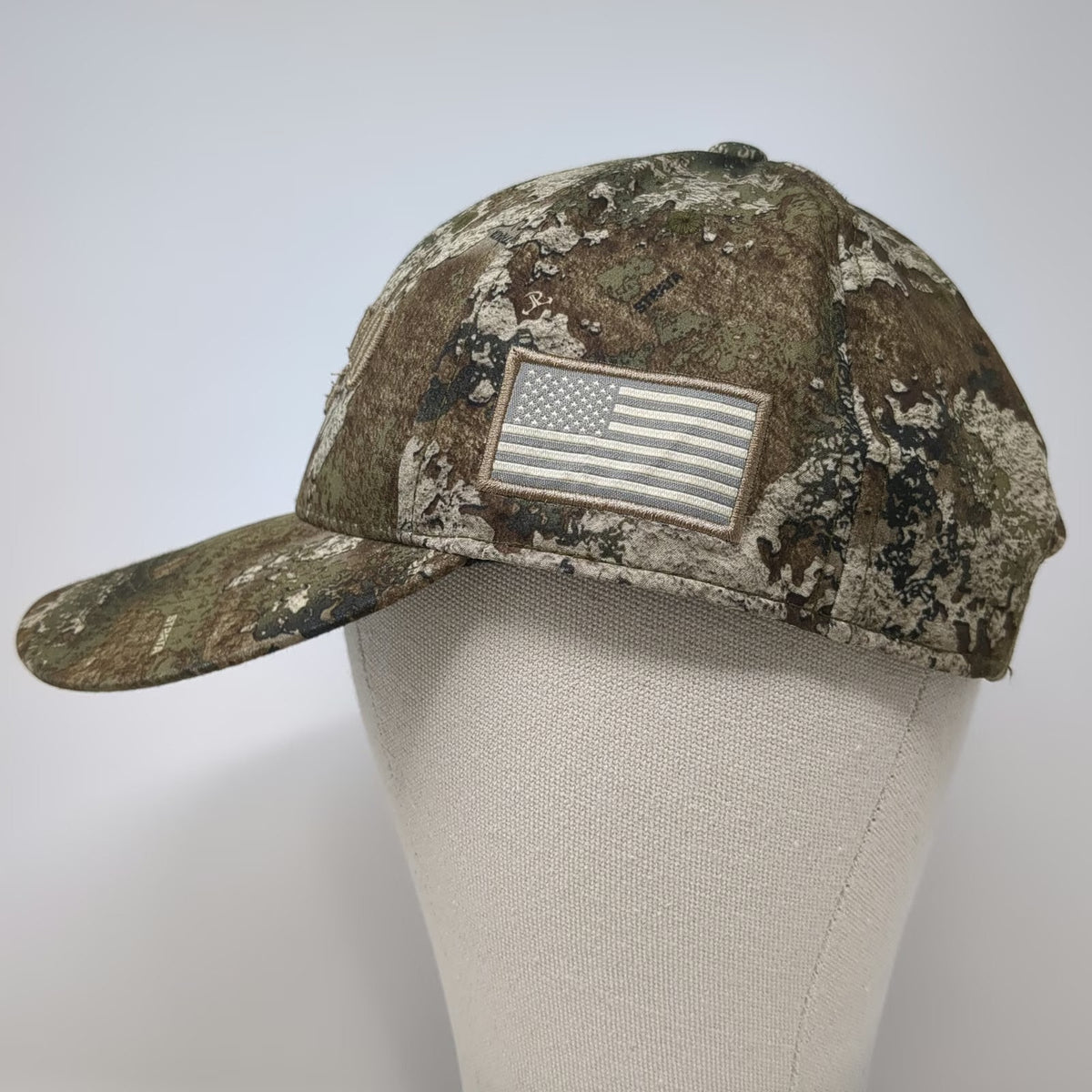 RedHead Snapback Brown Strata Camo Hat US Flag Embroidered One Size Hunting Gear