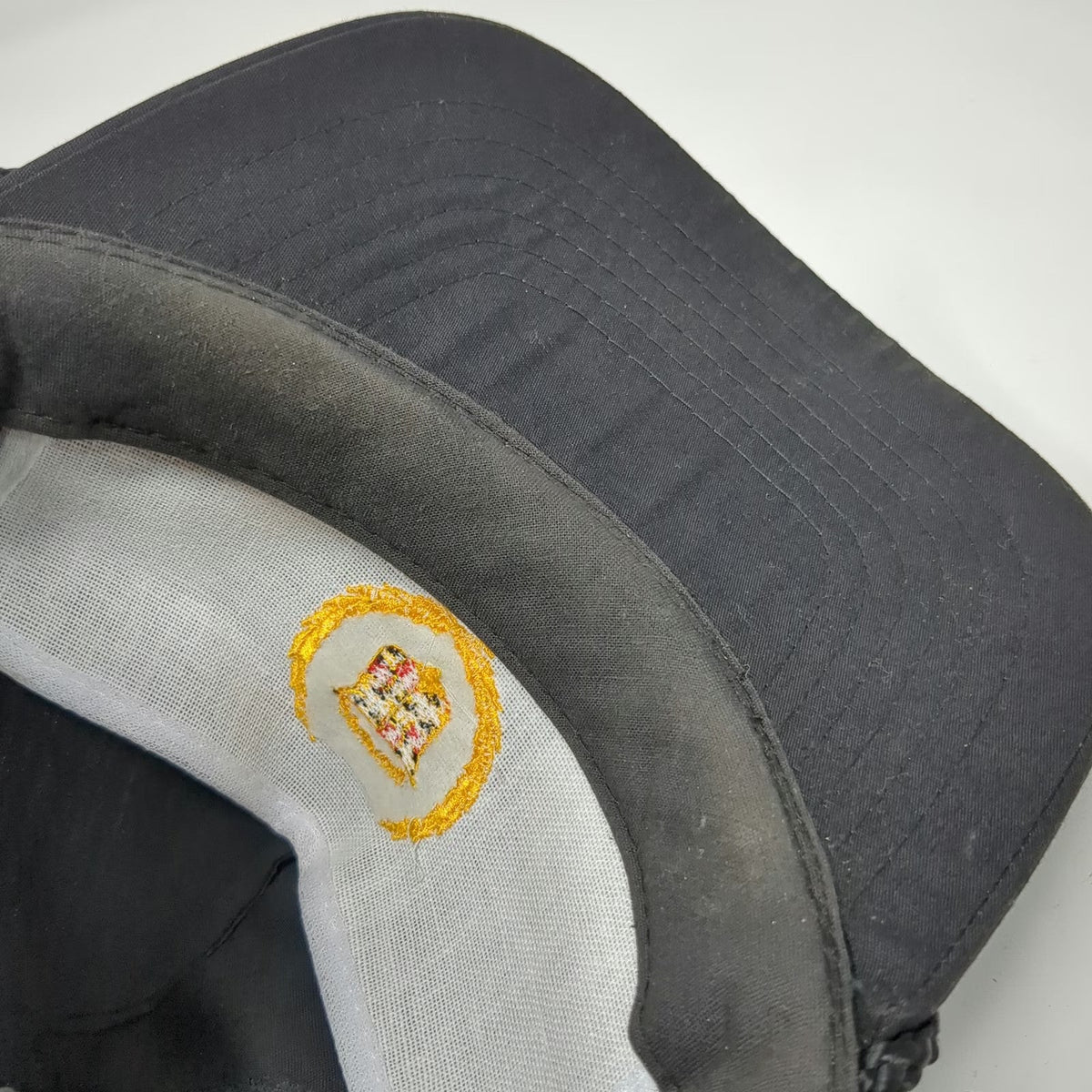 Cadillac Logo 5 Panel Black Gold OS Slideback Rope Brim Embroidered Hat Vintage
