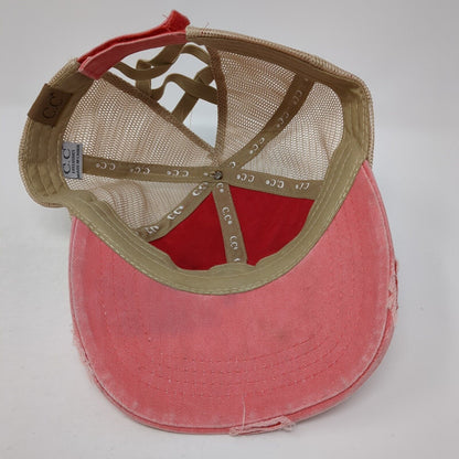 C.C Exclusives Strapback Trucker Hat Multi One Size Ponytail Distressed