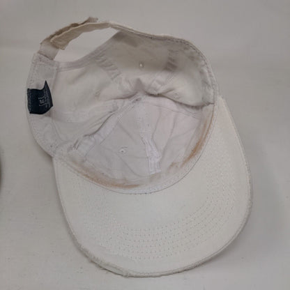 George Strapback Hat White One Size Adjustable Vented Holes Distressed Blank