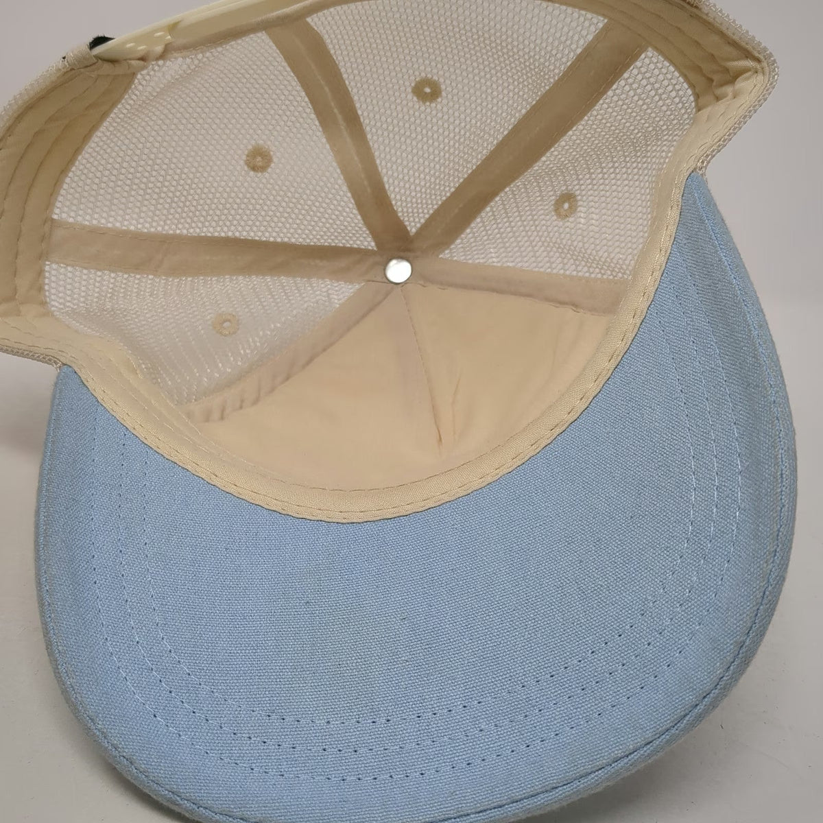 Rip Curl Trucker Hat Beige Blue One Size Mesh Back Snapback Surf Beach Patch