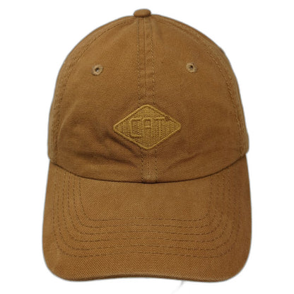 CAT Baseball Cap Brown One Size Tonal Logo Strapback Cotton Workwear Hat Heavy