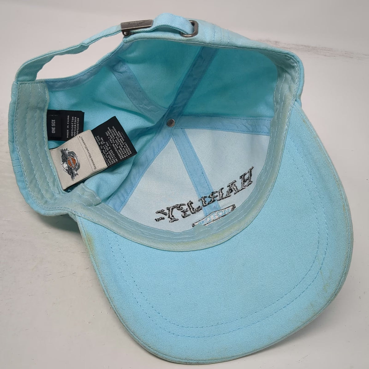 Harley-Davidson Blue Baseball Cap One Size Wings Embroidery Brim Slideback Hat