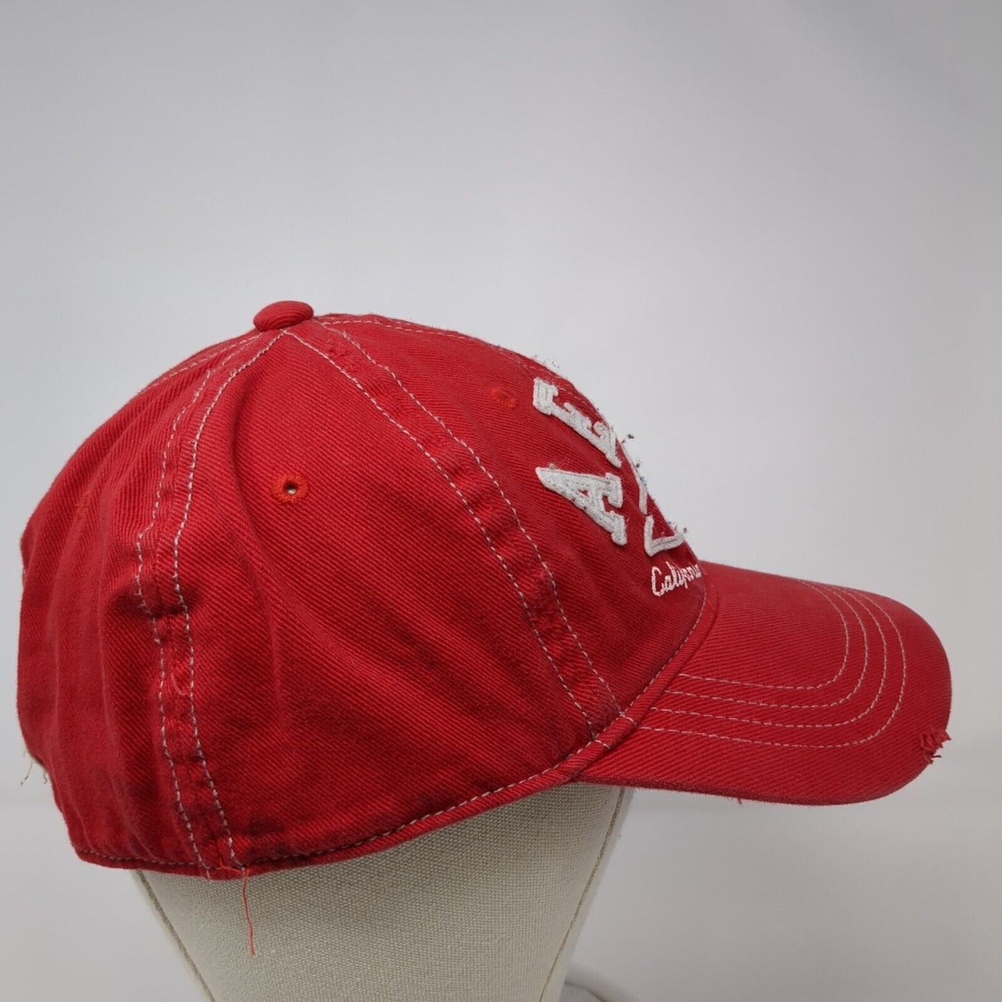 Aero 87 California New York Fitted Hat Red L/XL Nu-Fit Distressed 6 Panel