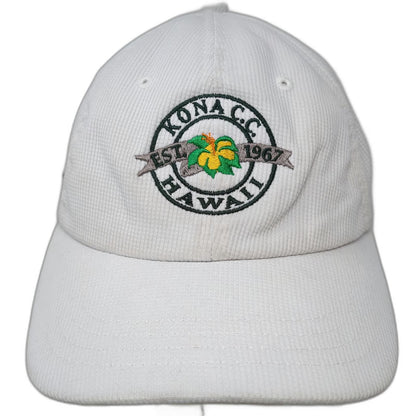Imperial Baseball Cap White One Size Hawaii Kona C.C. Hibiscus Flower Golf Hat