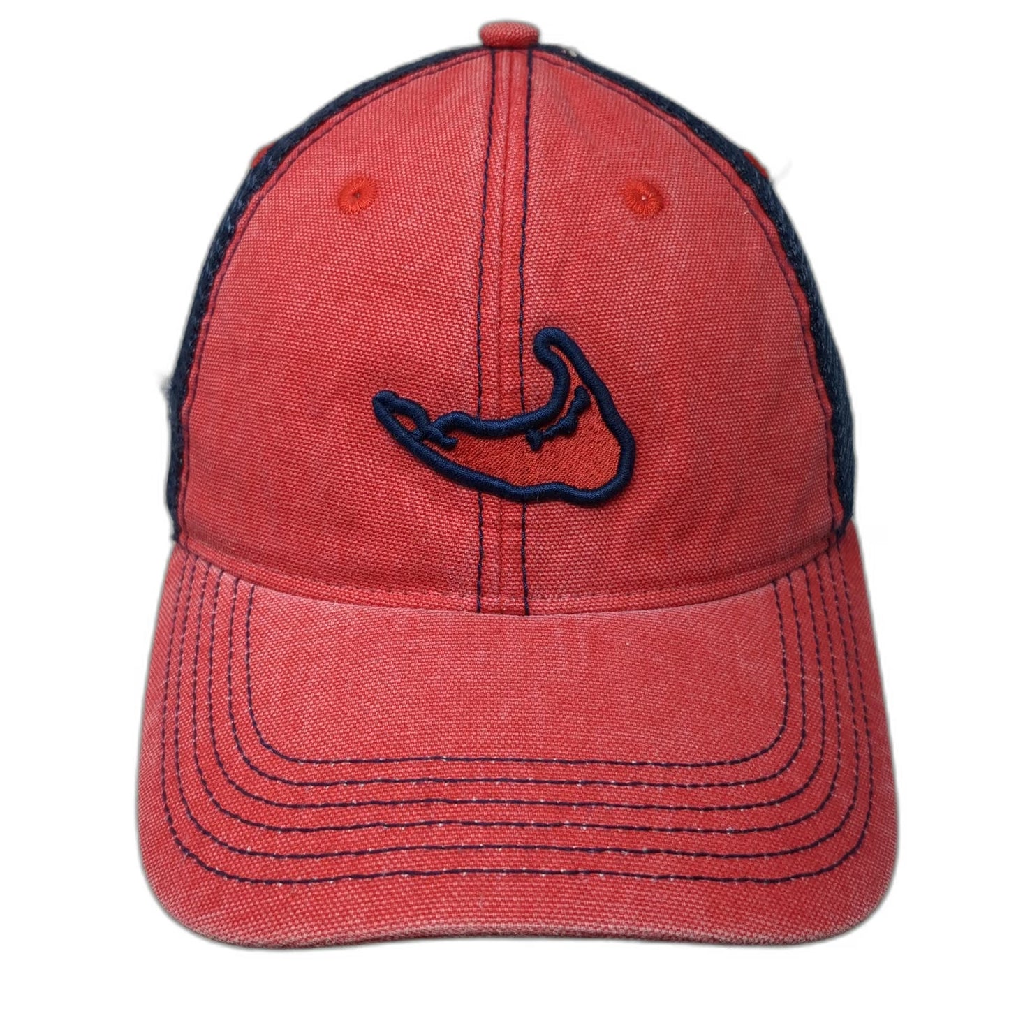 Legacy Trucker Hat Red Blue One Size Nantucket Island Map Snapback Mesh