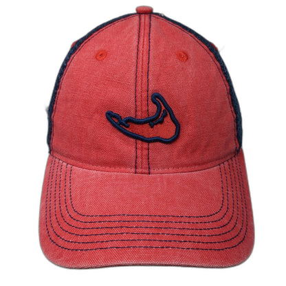 Legacy Trucker Hat Red Blue One Size Nantucket Island Map Snapback Mesh