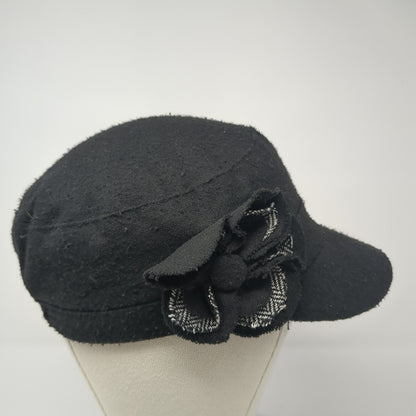Unbranded Fitted Cadet Army Cap Hat Black One Size Flower Embellished