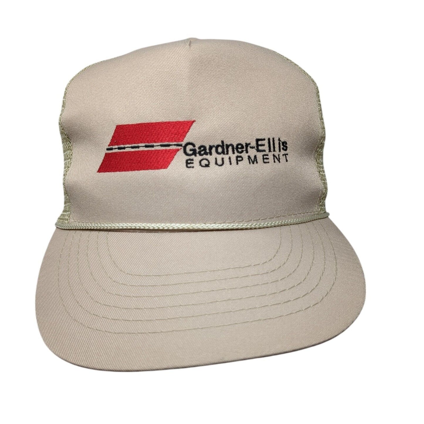 Garden-Ellis Equipment Snapback Trucker Hat Tan OS Adjustable Mesh Back Otto