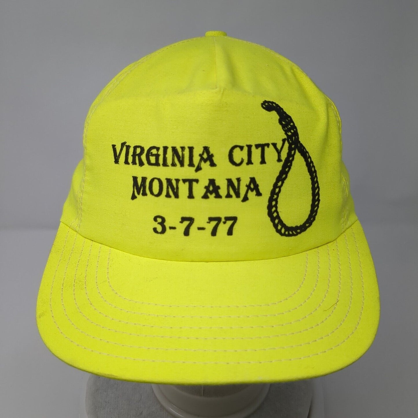 Virginia City Montana 3-7-77 Snapback Hat Yellow OSFA Solid Adjustable