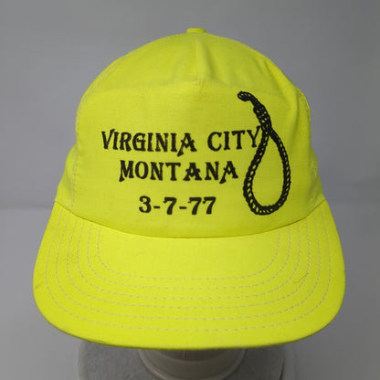 Virginia City Montana 3-7-77 Snapback Hat Yellow OSFA Solid Adjustable