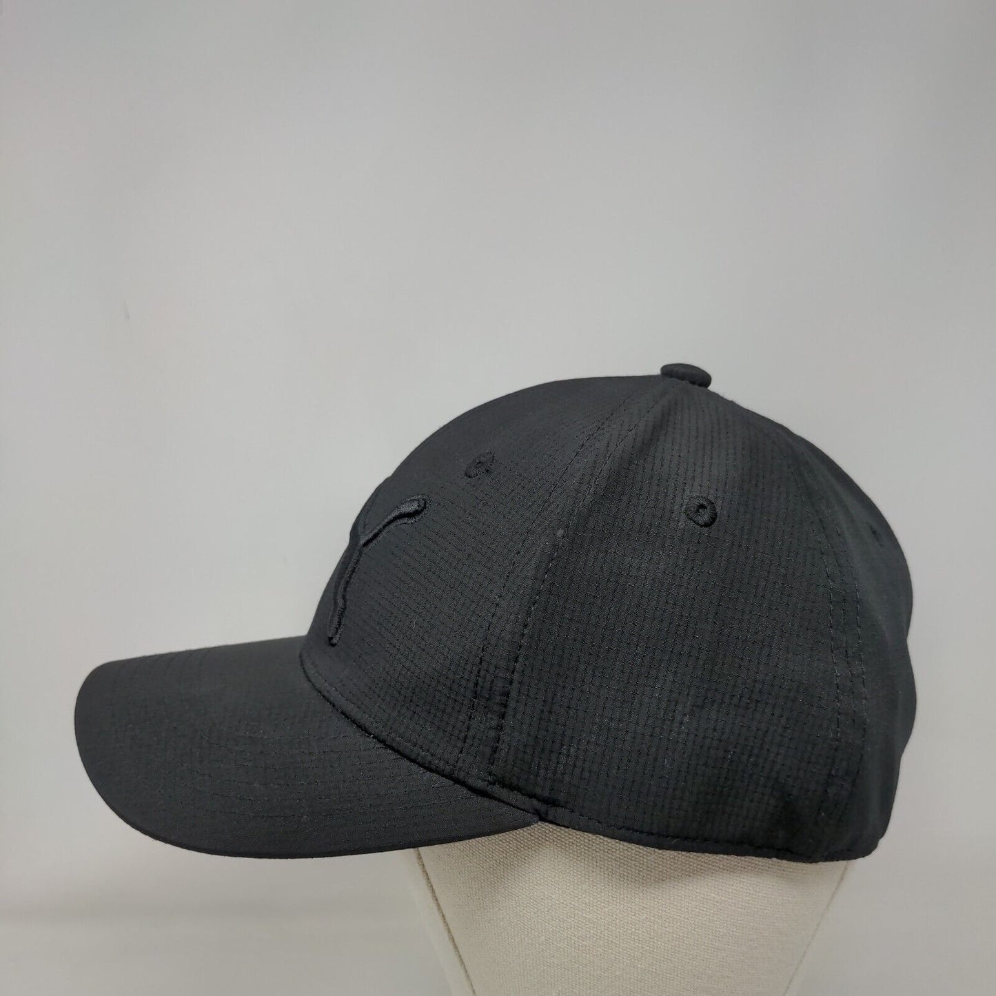 PUMA Fitted Hat Black L/XL Lightweight Embroidered Vented Holes 6 Panel