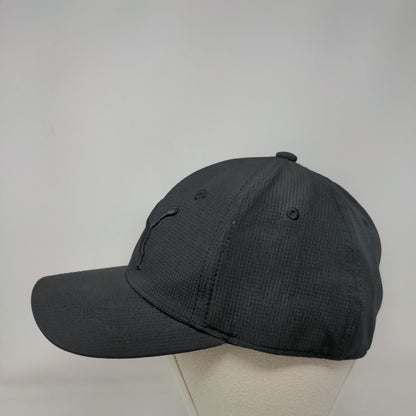 PUMA Fitted Hat Black L/XL Lightweight Embroidered Vented Holes 6 Panel