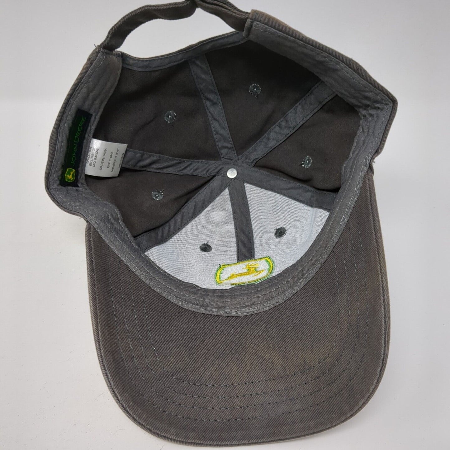 John Deere Slideback Hat Gray One Size Embroidered Logo Adjustable