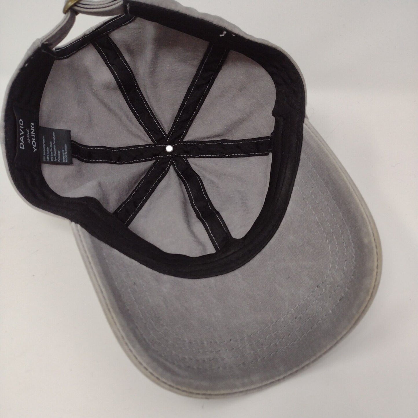 David And Young Slideback Hat Gray OSFM Adjustable Solid Blank 6 Panel
