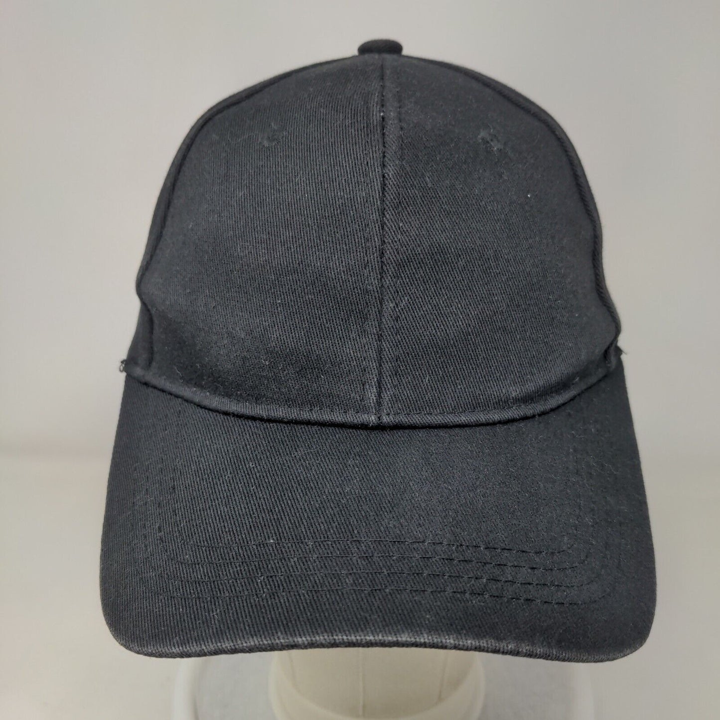 Unbranded Strapback Hat Black OSFA Adjustable Blank 6 Panel Solid