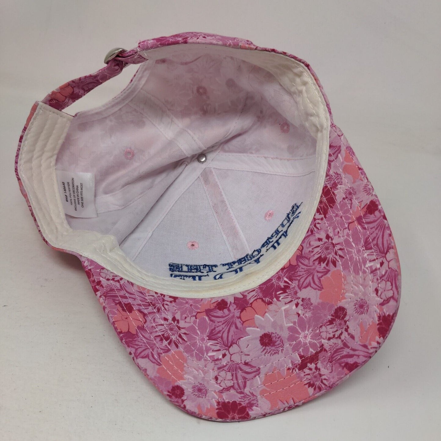 Support The Cure Slideback Hat Multi OSFM Floral Print Embroidered Breast Cancer