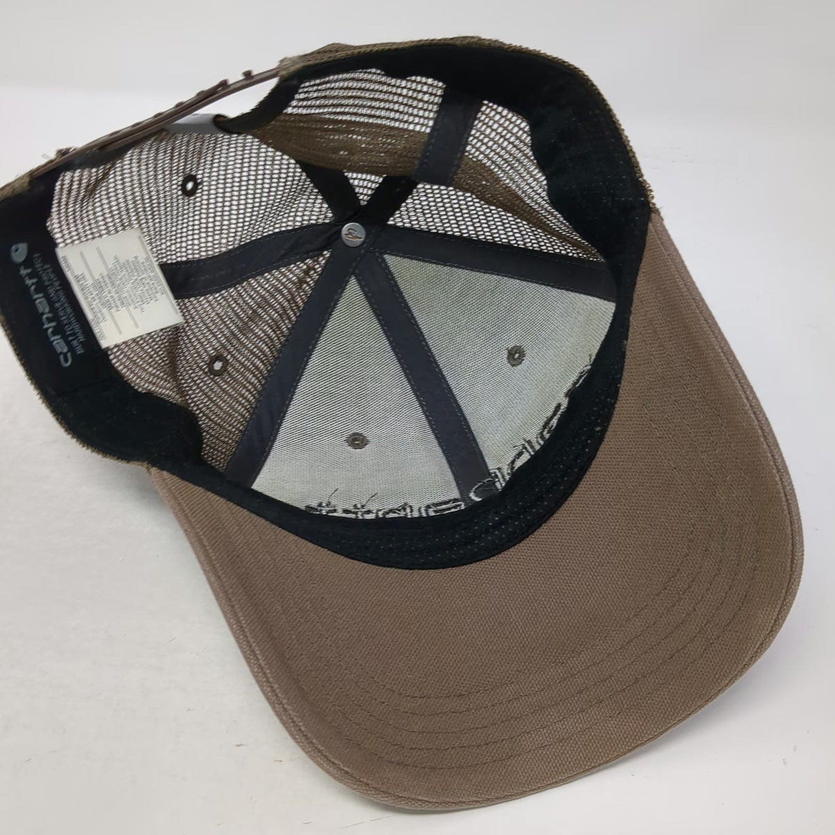 Carhartt Trucker Hat Brown One Size Mesh Back Snapback Logo Curved Brim Hat