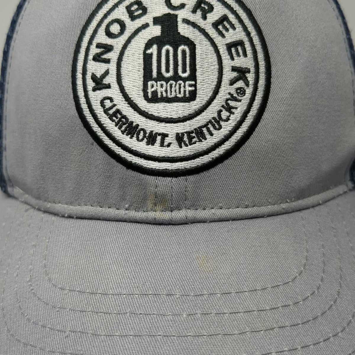 Knob Creek Trucker Hat Gray Blue One Size 100 Proof Clermont Kentucky Snapback
