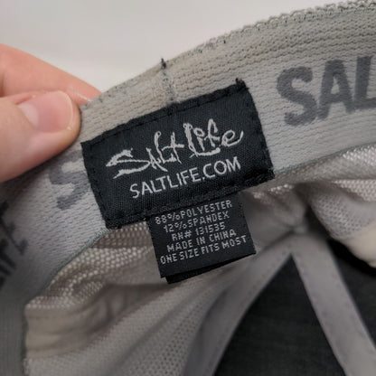 Salt Life Fitted Mesh Back Trucker Hat Black OSFM Colorblock 6 Panel