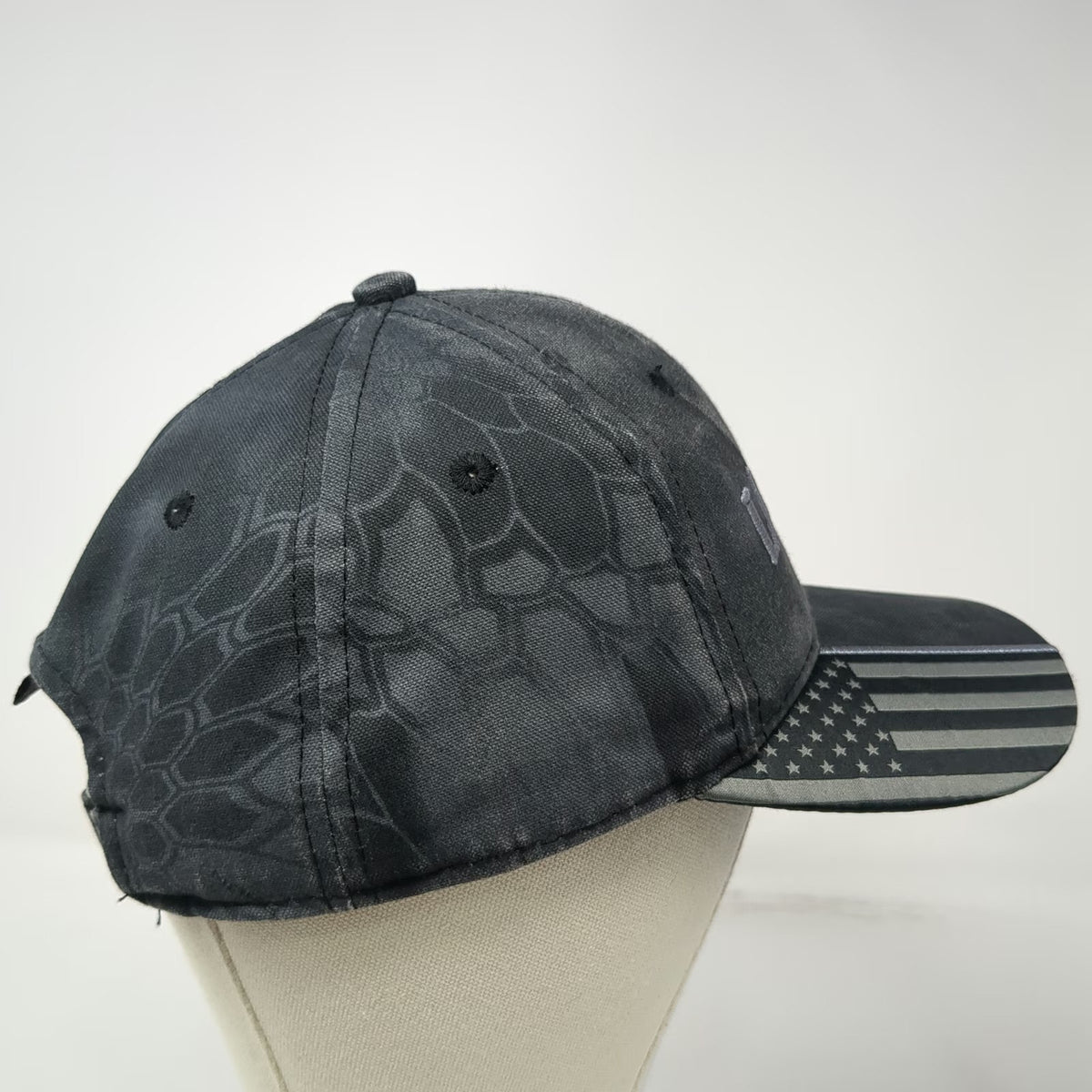 Kryptek Baseball Cap Gray One Size Loaded US Flag Typhon Camo Slideback Hat