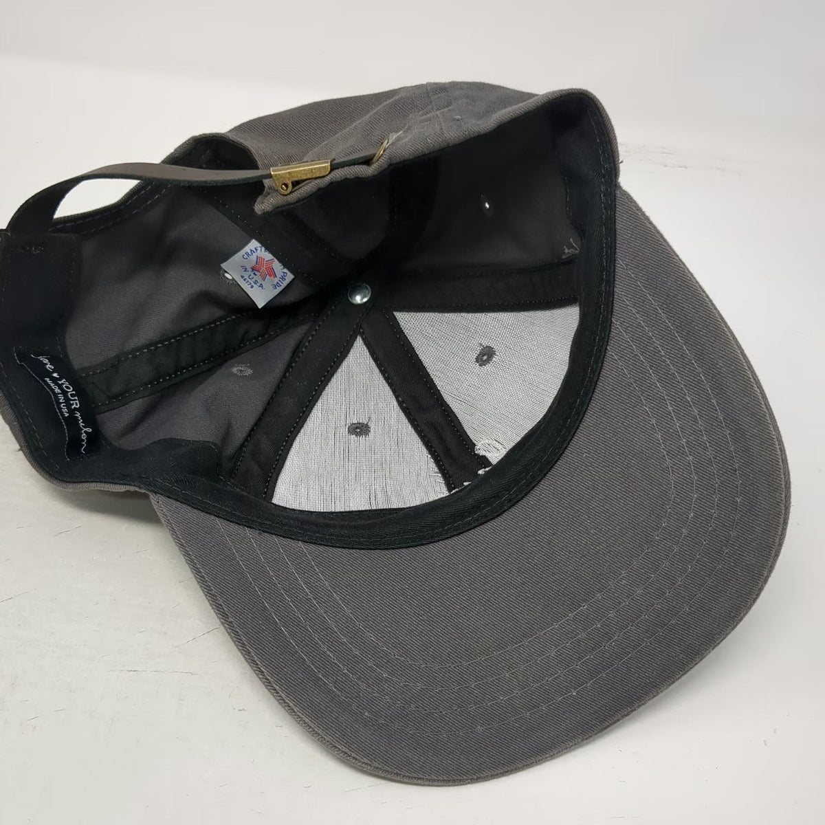 Love Your Melon Baseball Cap Gray One Size Leather Strap Made in USA lym Hat
