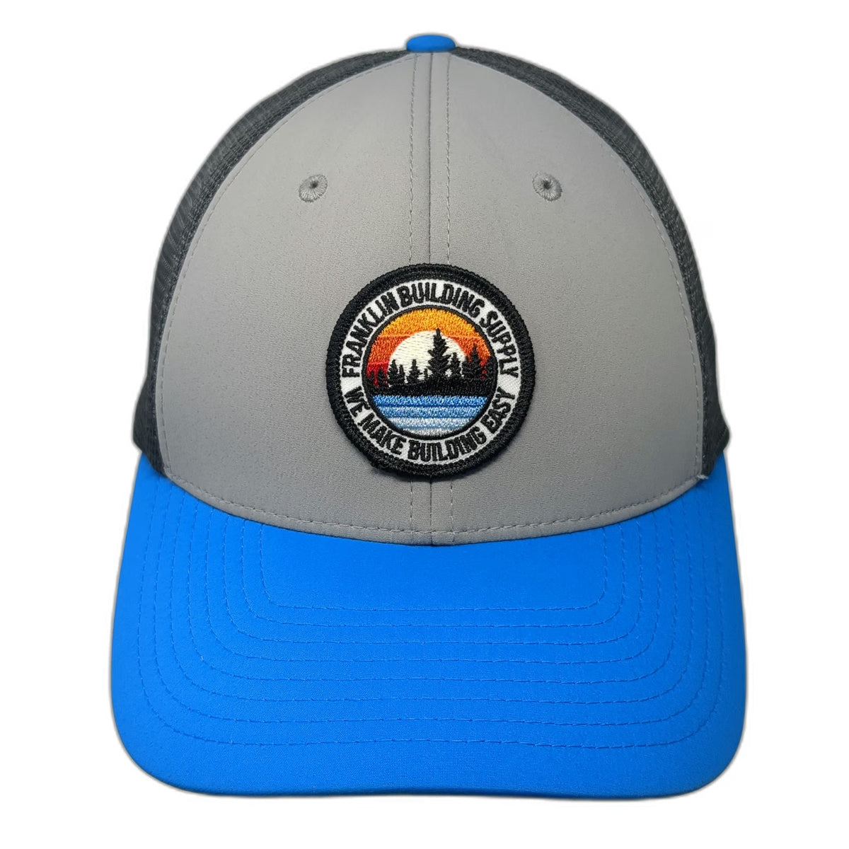 Richardson Trucker Hat Gray Blue One Size Snapback Mesh Franklin Building Supply