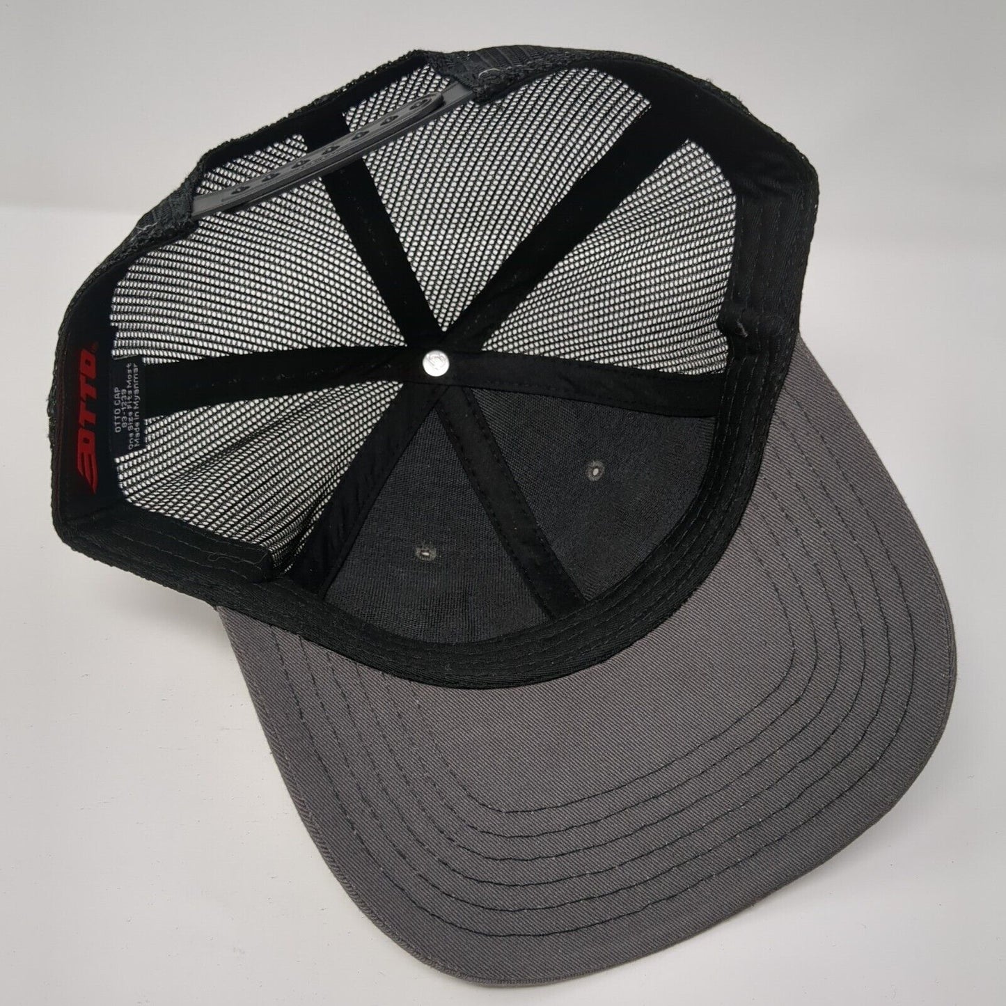 Otto Snapback Trucker Hat Gray One Size Adjustable Mesh Back Leather Patch
