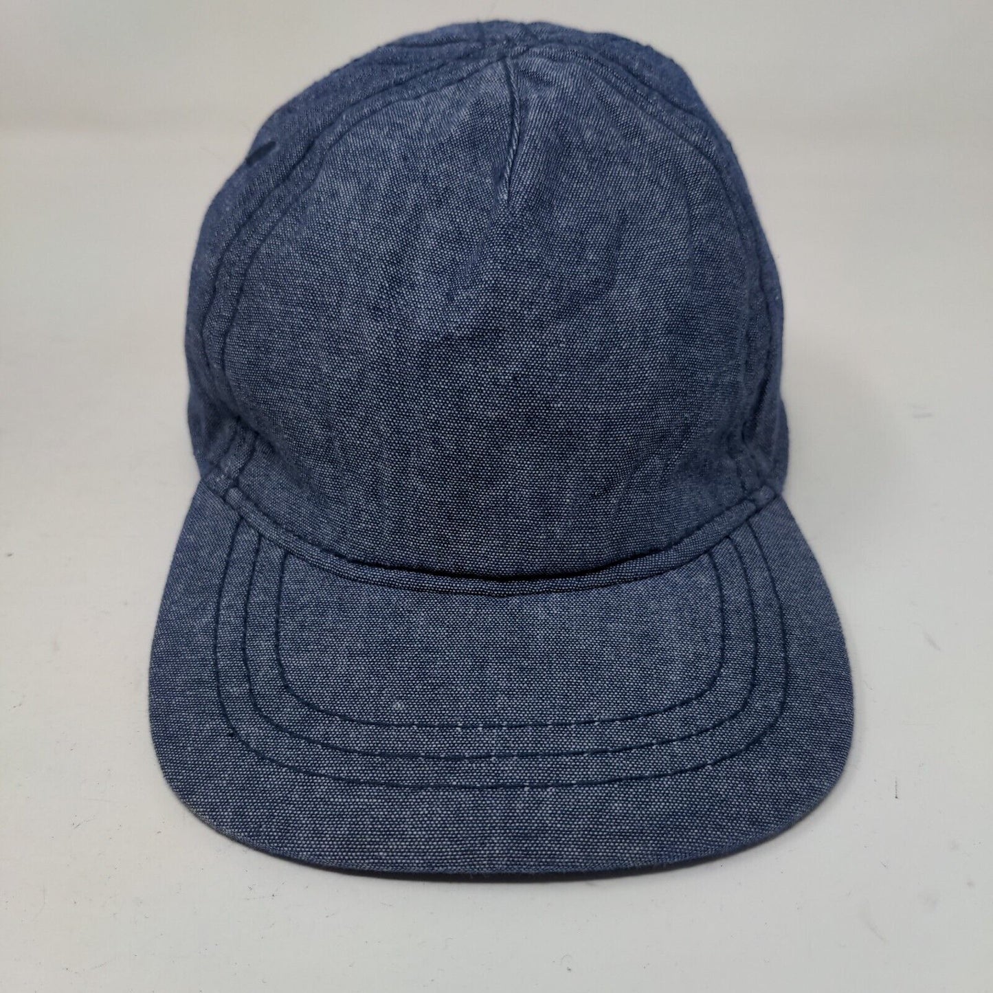 Old Navy Baby Stretch Strapback Hat Blue 6-12 Months Denim Vented Holes Blank