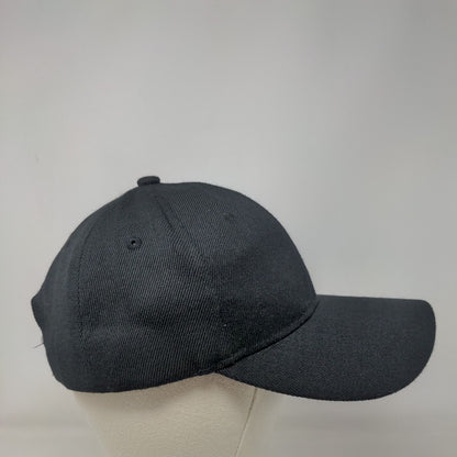 Unbranded Strapback Hat Black One Size 6 Panel Adjustable Blank Solid