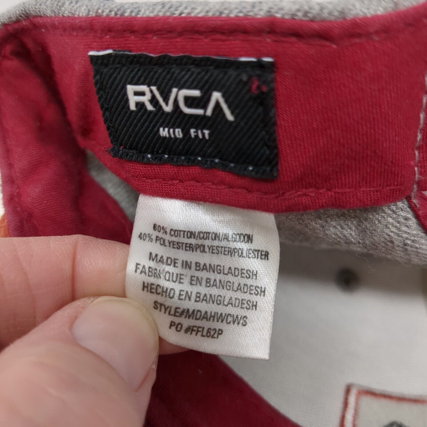 RVCA Snapback Hat Multicolor One Size Adjustable Embroidered Mid Fit 6 Panel