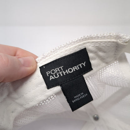 Smiley Crown Snapback Mesh Back Trucker Hat White Cream One Size 6 Panel