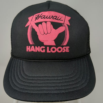 Hawaiian Headwear Trucker Hat Black OSFM Hawaii Hang Loose Shaka Mesh Snapback