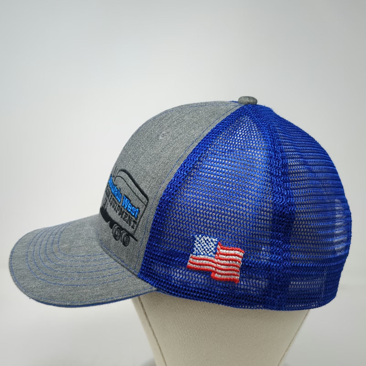 360 Apparel Trucker Hat Gray One Size Mesh Back Snapback American Flag Farm