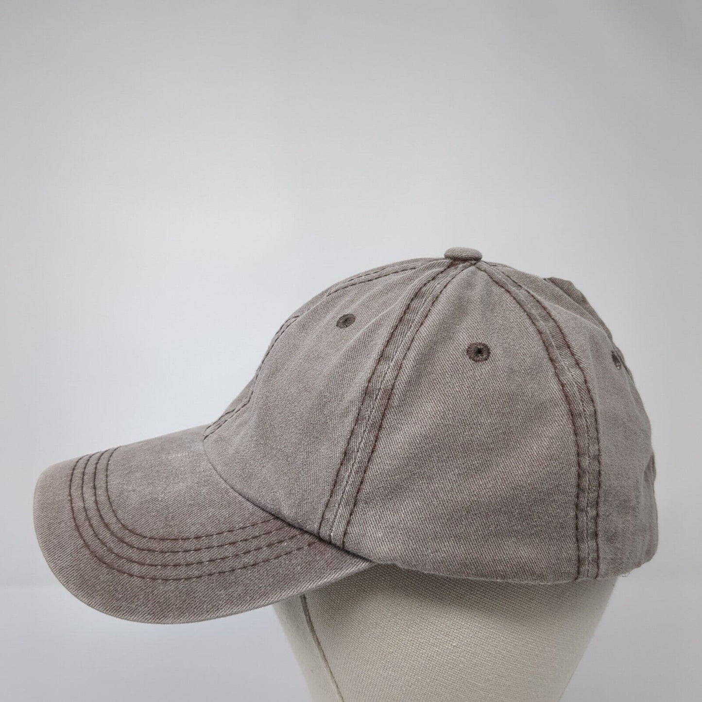 Unbranded Strapback Ponytail Hat Brown One Size Adjustable Solid Blank