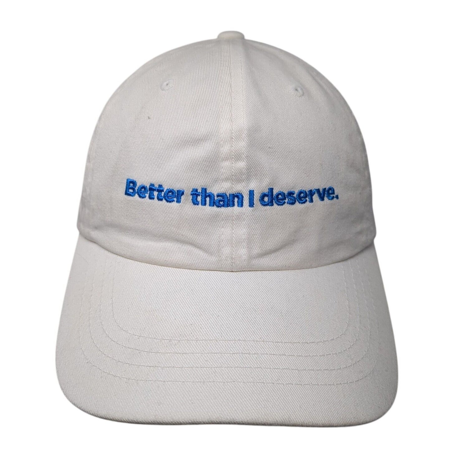 Better Than I Deserve Slideback Hat White One Size Adjustable Yupoong