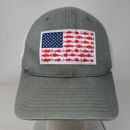 Fish Flag Patch Fitted Mesh Back Trucker Hat Gray L/XL Columbia PFG