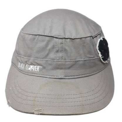 Black Clover Army Cap Gray One Size Distressed Brim Patch Live Lucky Cotton Hat