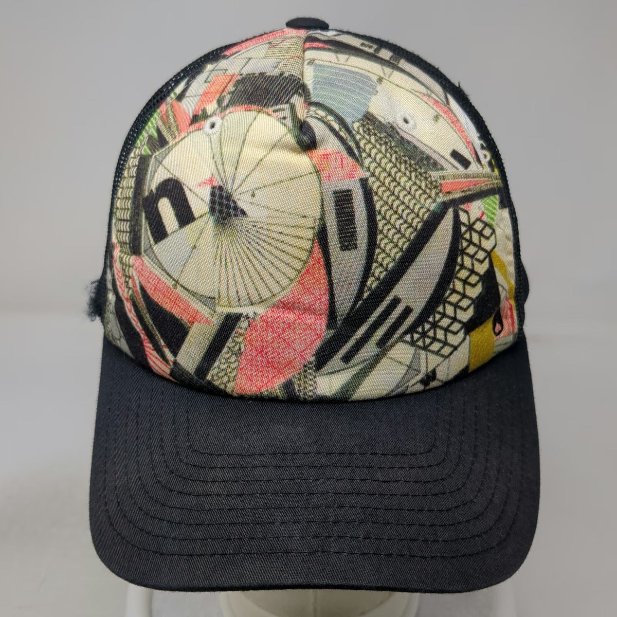 Nixon Black Trucker Hat One Size Abstract Geometric Print Cotton Mesh Snapback