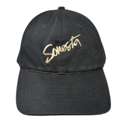 KC Caps Baseball Cap Black One Size Sonesta Script Logo Hat Slideback Closure