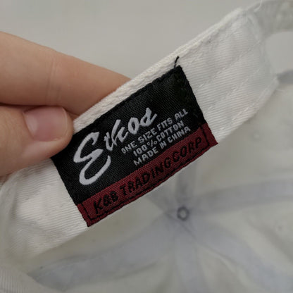 Eckos Slideback Hat White OSFA Adjustable Vented Holes 6 Panel Blank Cotton