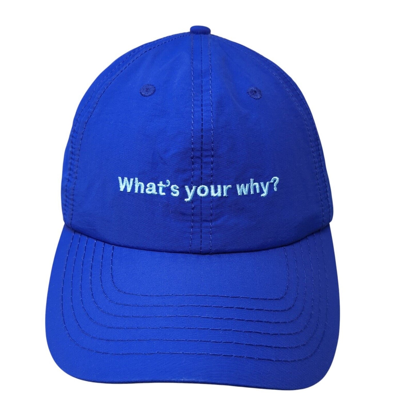 What's Your Why? Slideback Baseball Cap Blue OS Adjustable Embroidered Polyester