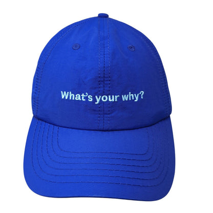 What's Your Why? Slideback Baseball Cap Blue OS Adjustable Embroidered Polyester