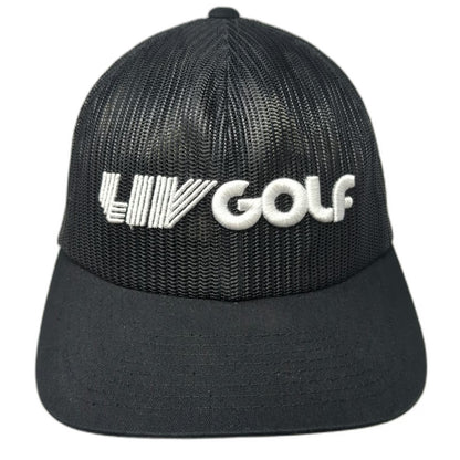 Yupoong LIV Golf Trucker Hat Black One Size Mesh Snapback Structured Logo Cap