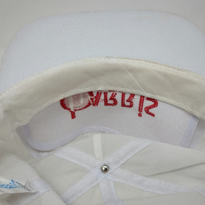 A.J.M. 5 Panel White One Size Hat Harris Rebar Logo Nylon Rope Bill Snapback