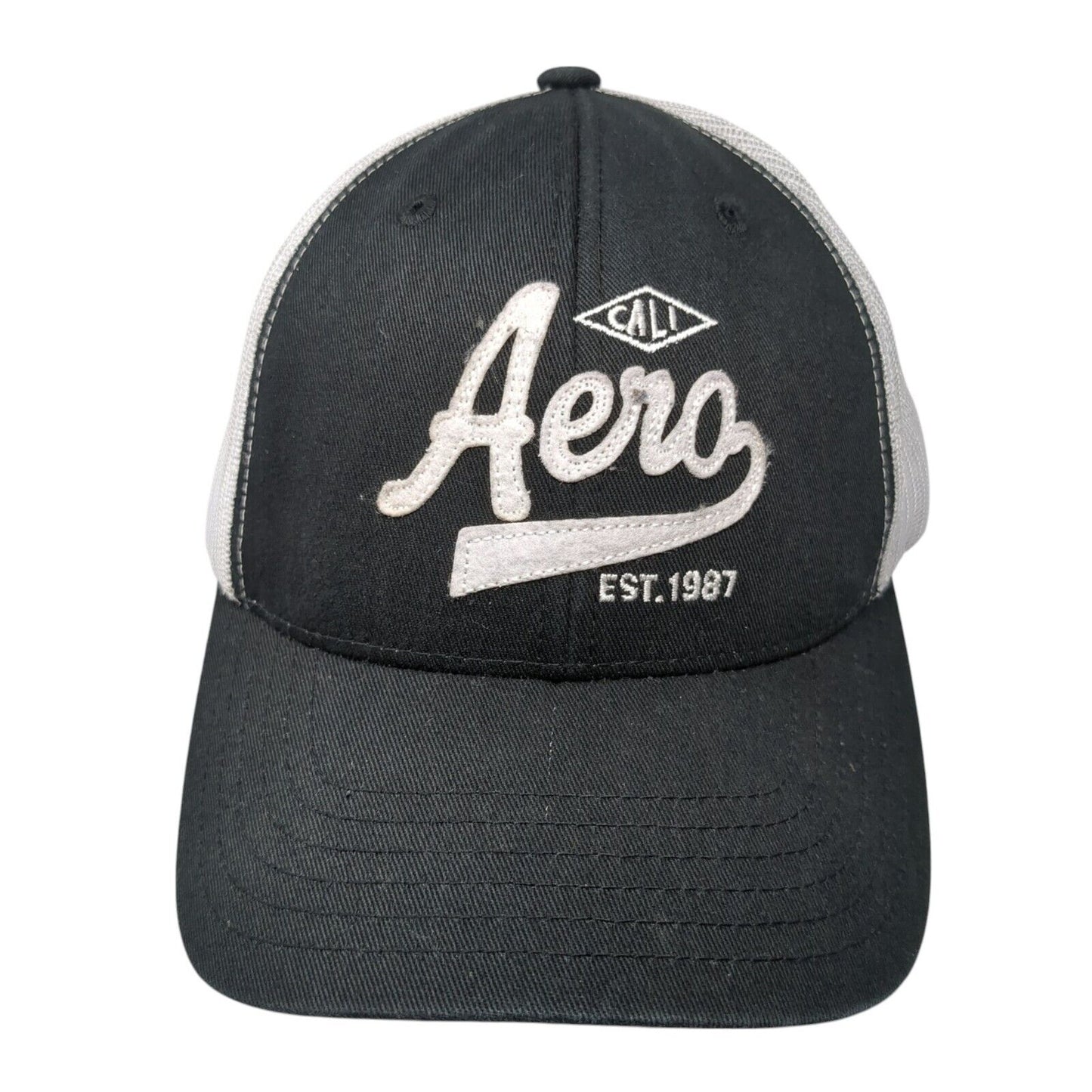 Aero Cali Est. 1987 Snapback Trucker Hat Black One Size Adjustable Mesh Back