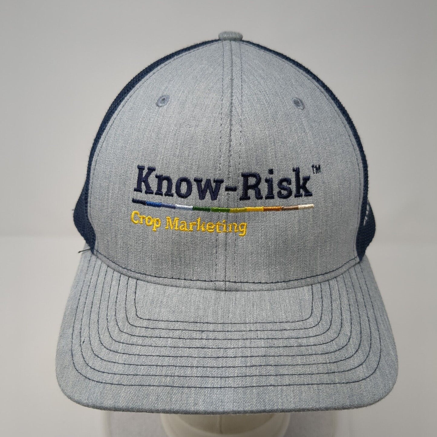 Know-Risk Crop Marketing Snapback Trucker Hat Gray OS Adjustable Mesh Richardson
