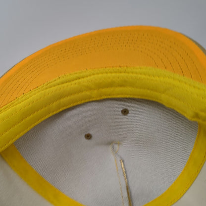 Yellow 5 Panel One Size Metallic Rhinestone Dollar Sign Snakeskin Flat Brim Hat
